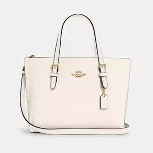 NWOT Coach Mollie Tote 25 in Chalk/Gold
